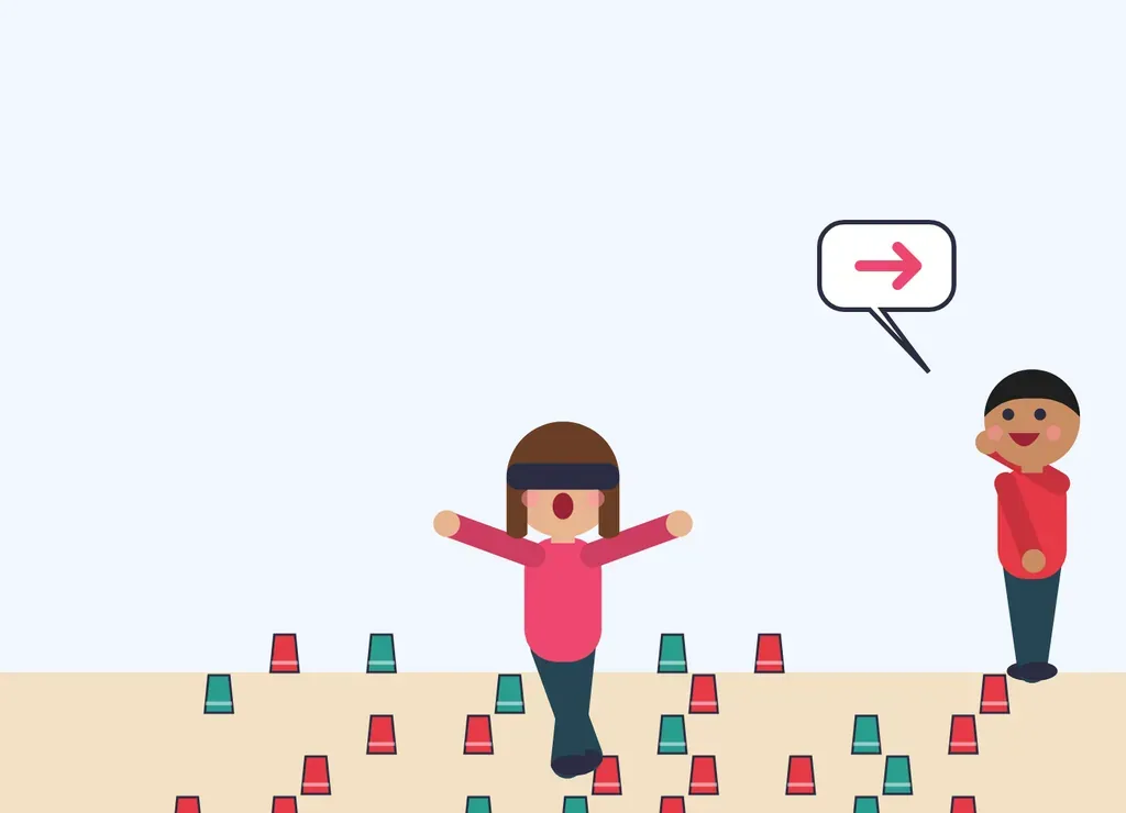 Illustration: Blindfolded Cup Maze