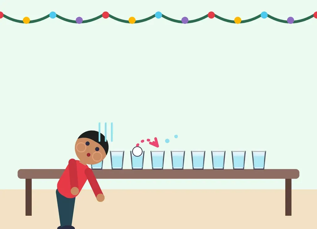 Illustration: Blow the Ball from Cup to Cup