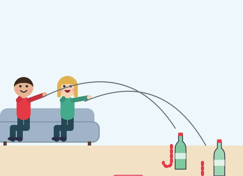 Illustration: Candy Cane Bottle Fishing