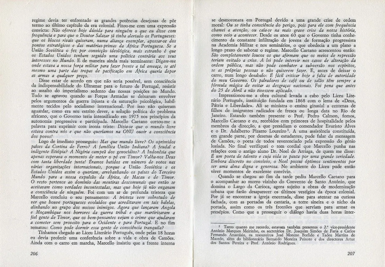 Páginas 206 e 207 de "Confidências no Exílio".