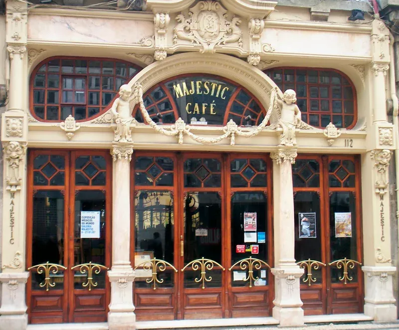 The ornate carved facade of the Majestic Café
