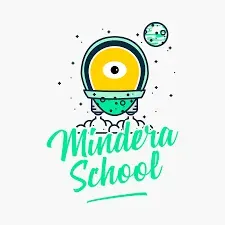 Mindera School logo: a one-eyed yellow character in a space helmet